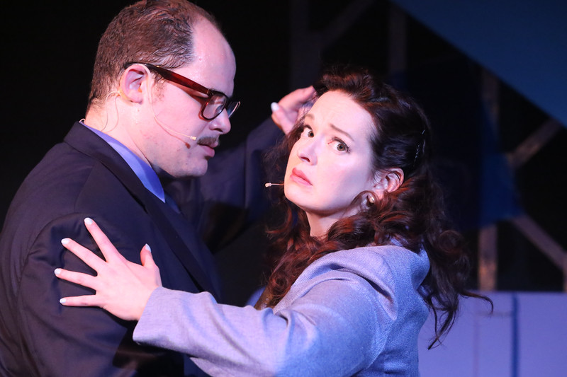 Zachary Allen Farmer as J.J. Hunsecker and Ann Hier as Susan Hunsecker in SWEET SMELL OF SUCCESS Photo Credit Jill Ritter Lindberg.