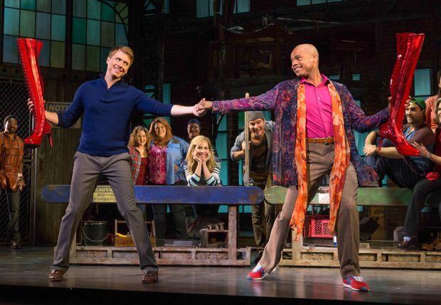 Steven Booth and Darius Harper in Kinky Boots, through 4/5/15 at the Fox. Photo credit: Matthew Murphy