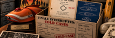 Finale Interruptus Cold Cases evidence box for Land of the Giants, featuring the Spindrift, production files, and giant-scale props.