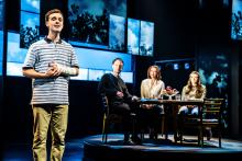 Steven Christopher Anthony as Evan Hansen, with John Hemphill, Claire Rankin and Stephanie La Rochelle as the Murphys in the 2019 National Tour of DEAR EVAN HANSEN, photo credit: the DEAR EVAN HANSEN Tour